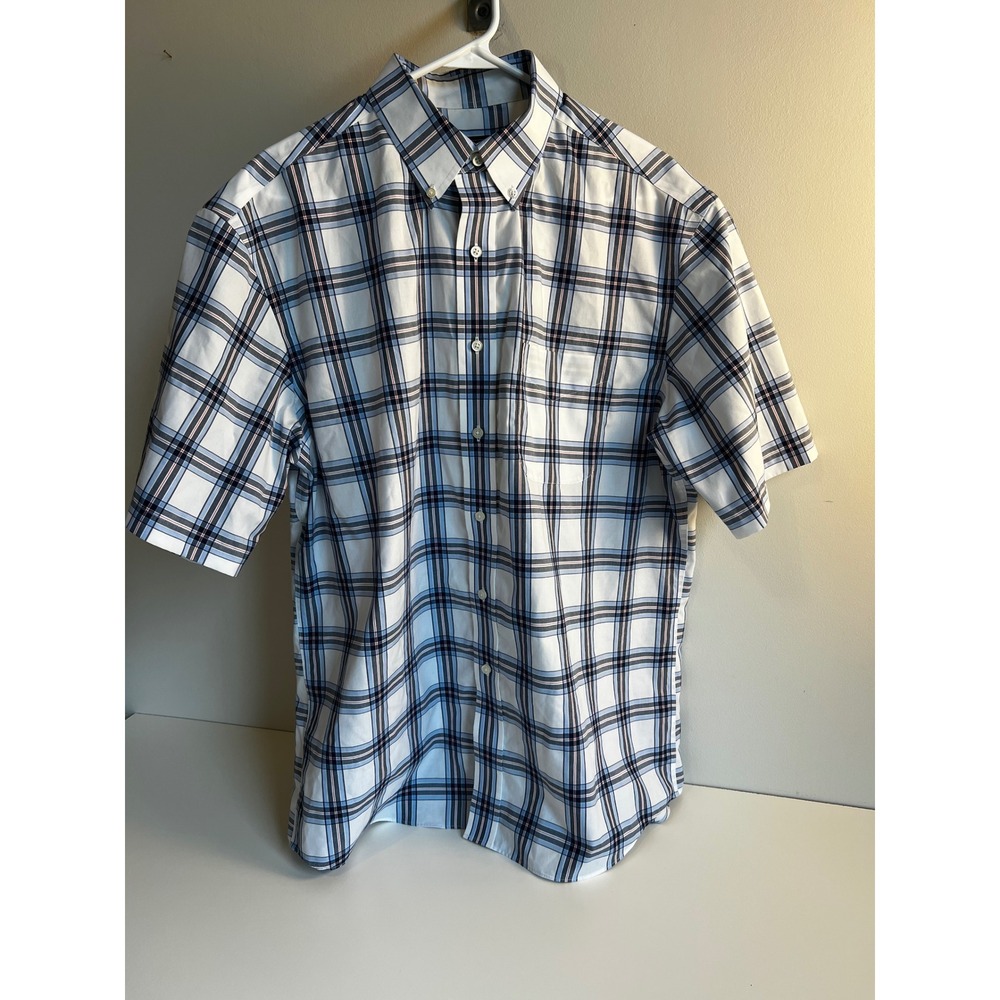Jos. A. Bank Traveler Mens Plaid Short Sleeve Button Up Shirt Sz L
